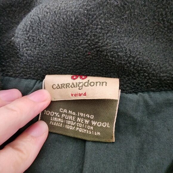 Carraig Donn Men's Quarter Zip Sweater Green Wool Cable Knit Pockets Ireland L - Picture 8 of 12